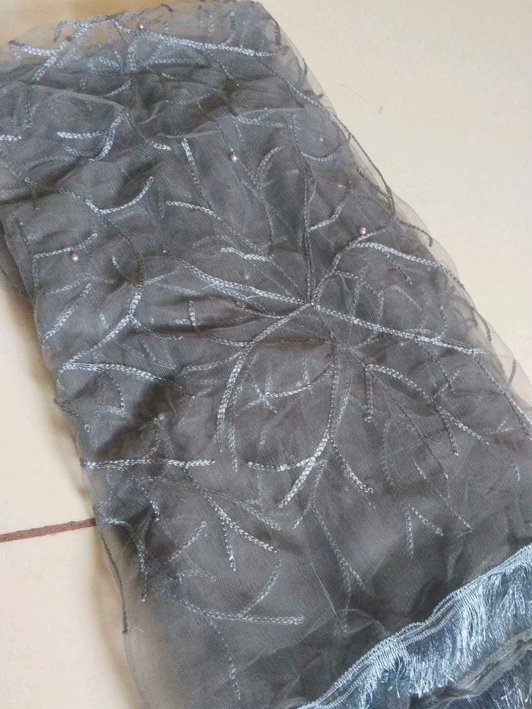 Grey Embroidered Dupatta
