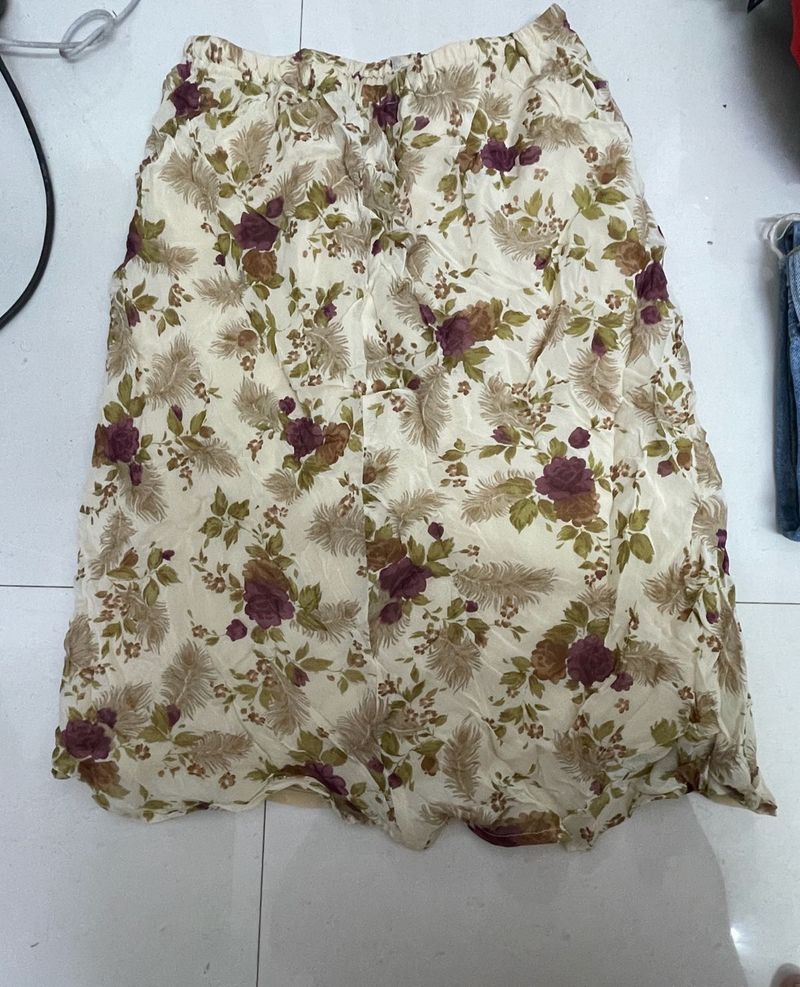 Vintage Floral Print Maxi Skirt