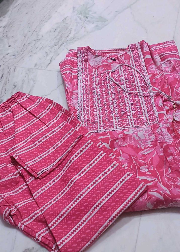 Beautiful Pink Printed Kurta Set