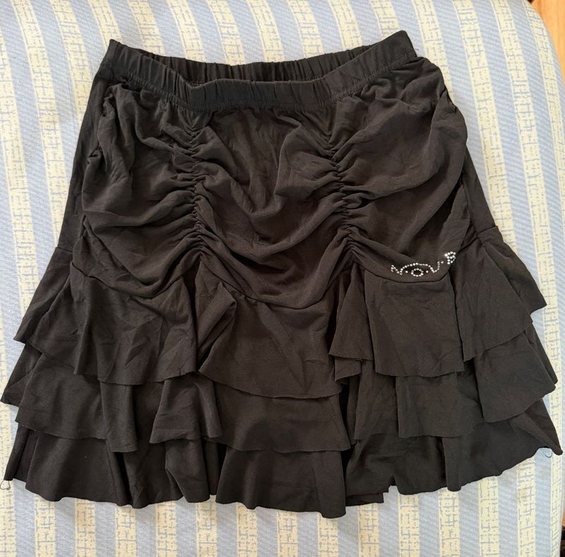 Black Ruffle Mini Skirt