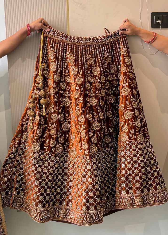 Embroidered Velvet Lehenga