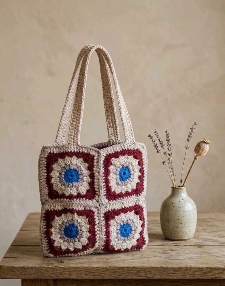 Handmade Crochet Granny Square Bag