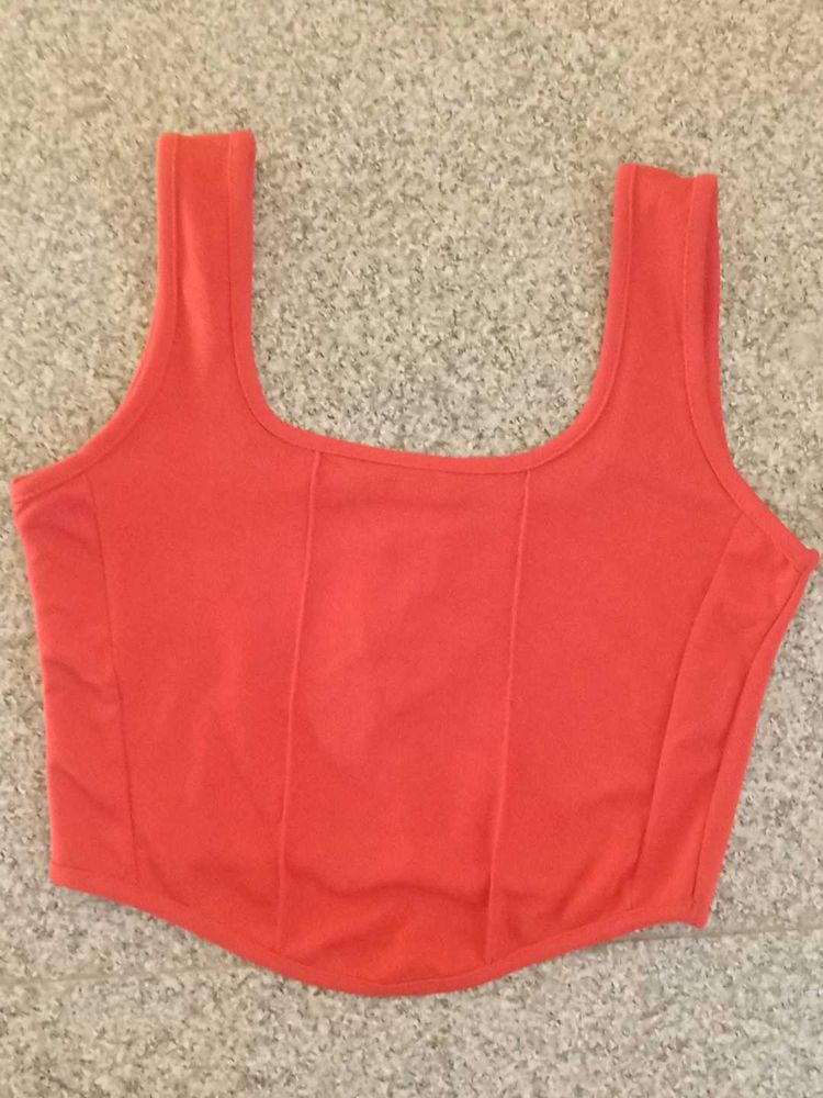 Red Corset Style stretchable fitted Tank Top
