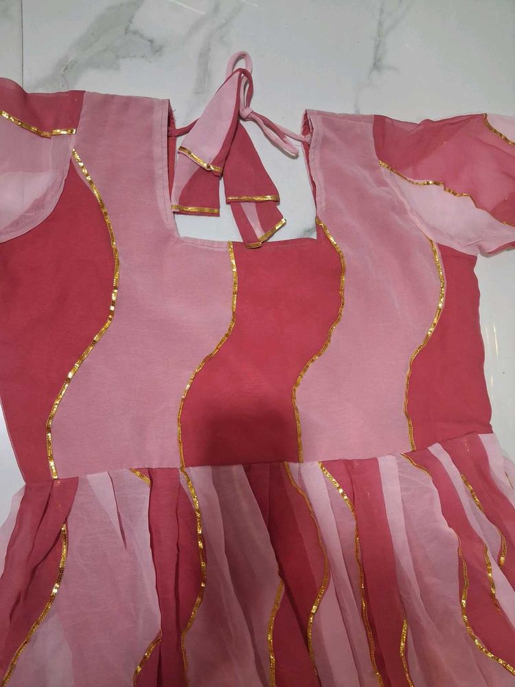 Organza Elegant Pink Ethnic Dress 2psc