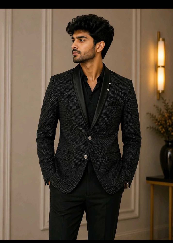 Men's Black Textured Blazer. size (XXL)✨