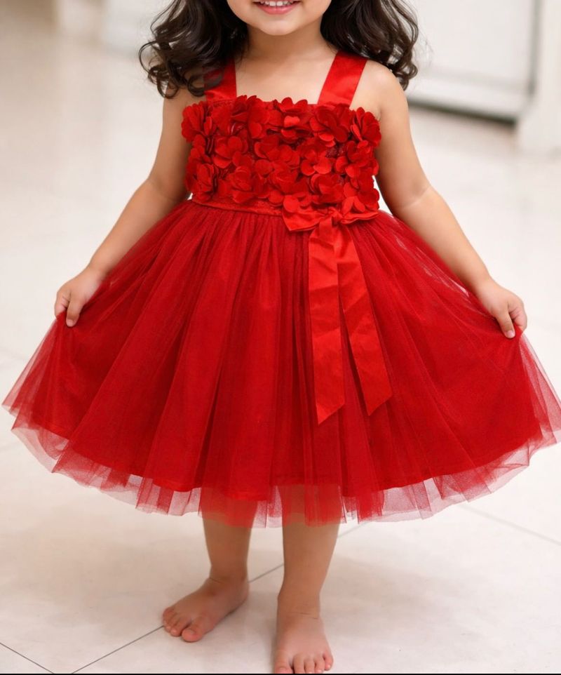 Red Flower Girl Dress - Perfect for Parties