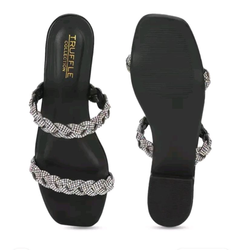 Truffle Collection Embellished Block Heel