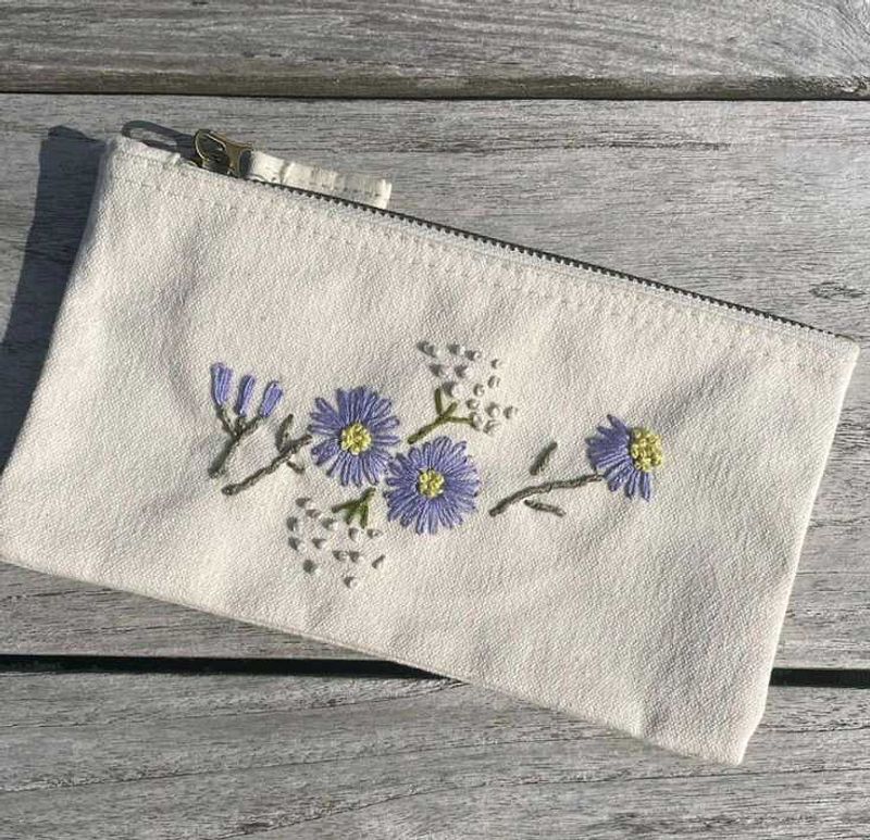 Handmade Embroidered Floral Pouch