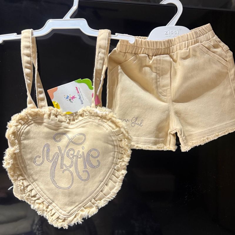 Cute Heart Design Top and Shorts Set