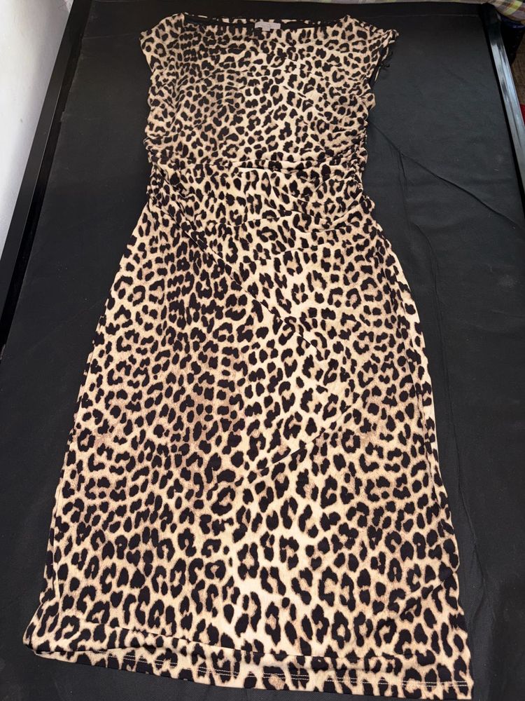 Leopard Print Ruched Dress