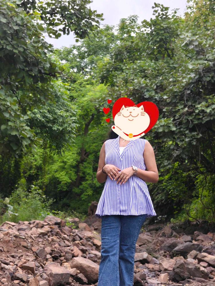 Striped Sleeveless Peplum Top
