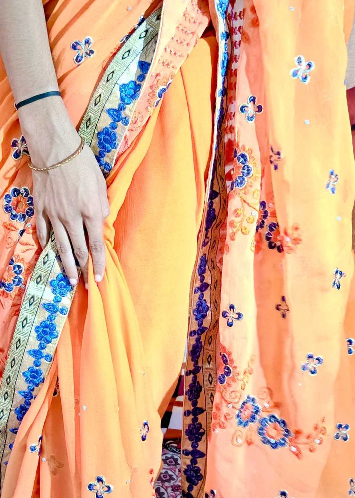 Peach Floral Saree