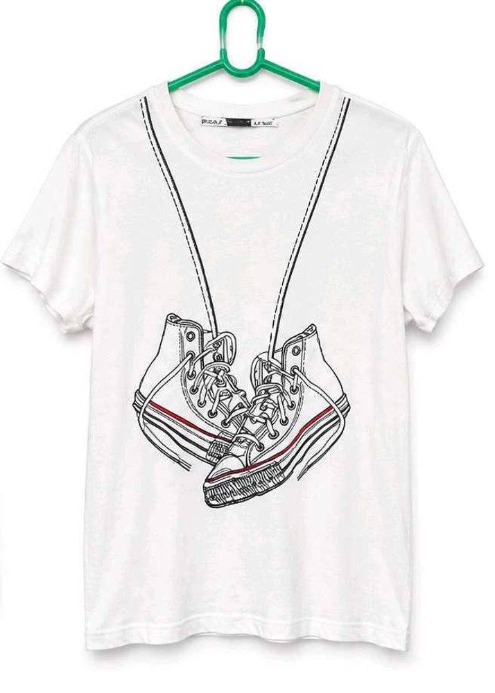 White T-Shirt with Sneaker Graphic