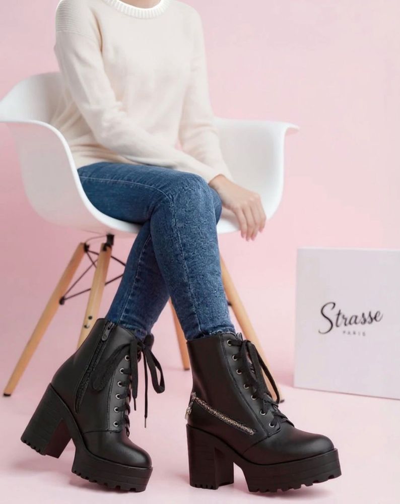 Chunky Platform Lace-Up Boots