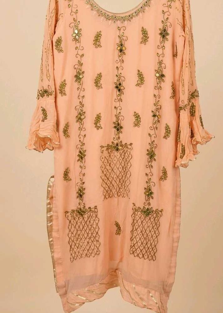 Embellished Peach Suit kurta