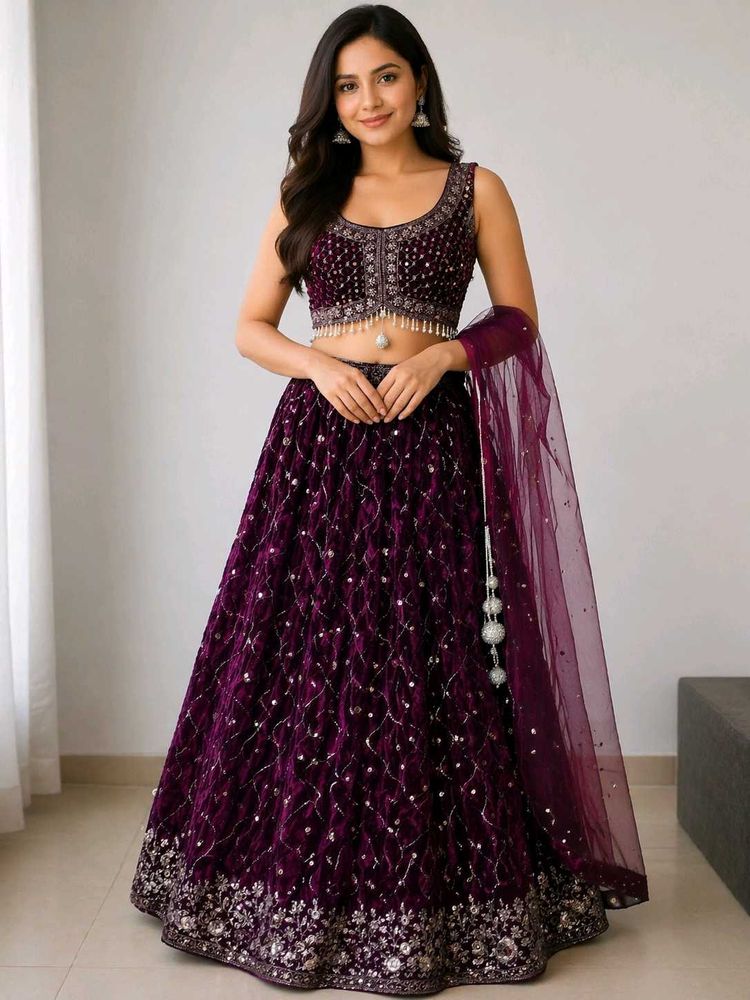 Designer Velvet Lehenga Choli