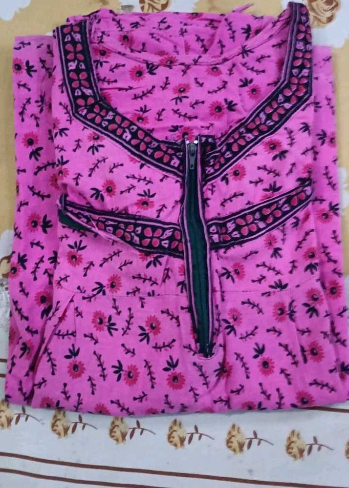 Comfy Pink Floral Nightdress gown with Zipper