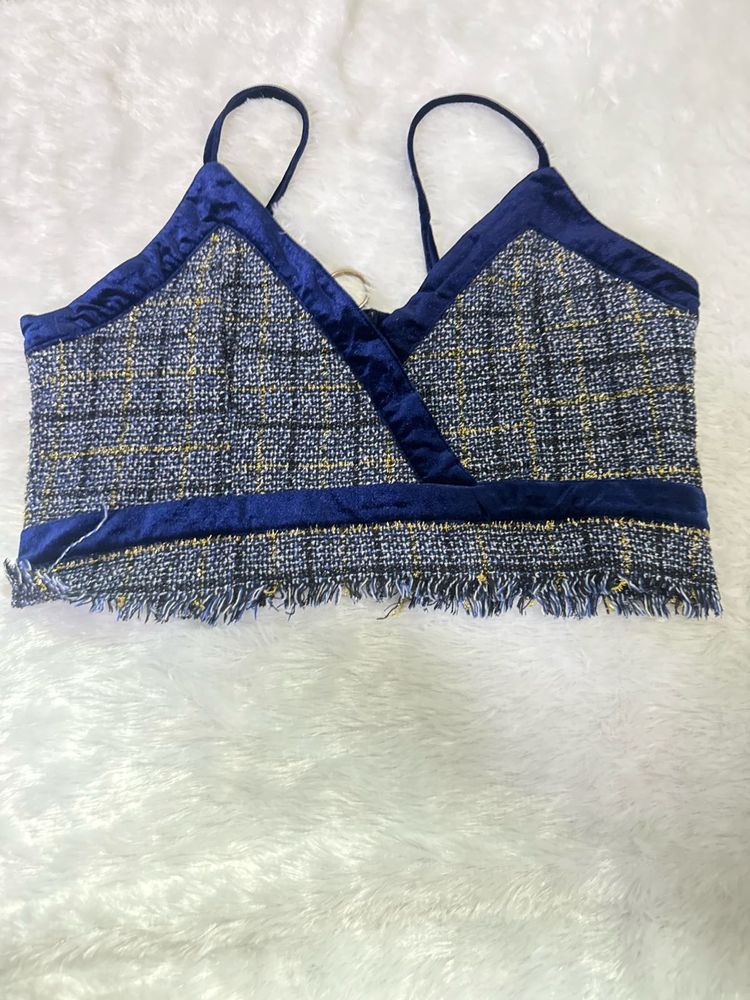 Stylish Tweed Crop Top