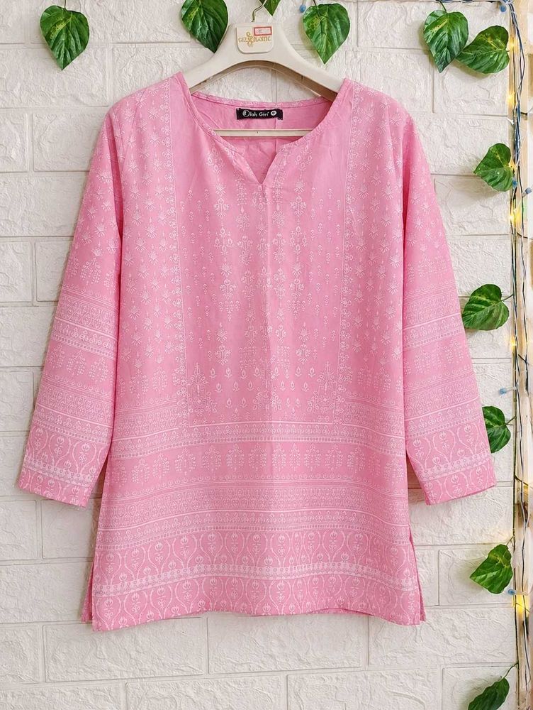 Pink Printed Kurti Top