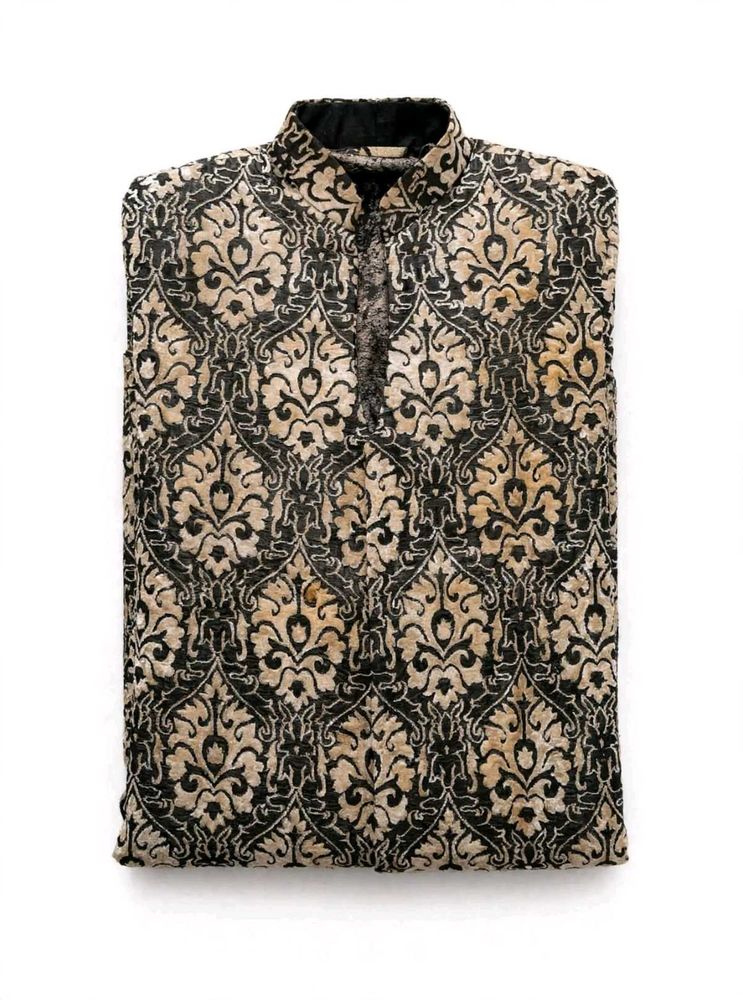 Velvet indo western light sherwani with silk pant