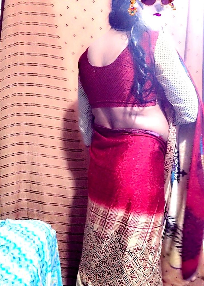 With Blouse Crepe Saree