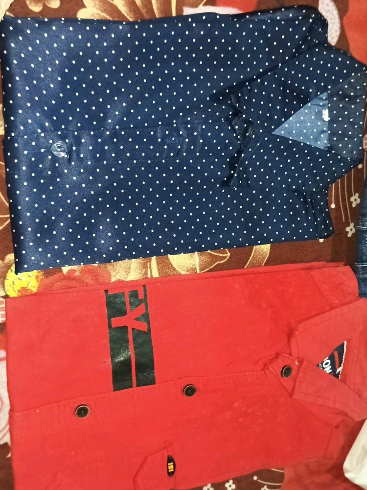 boys Red &amp; Blue Polka Dot Shirts