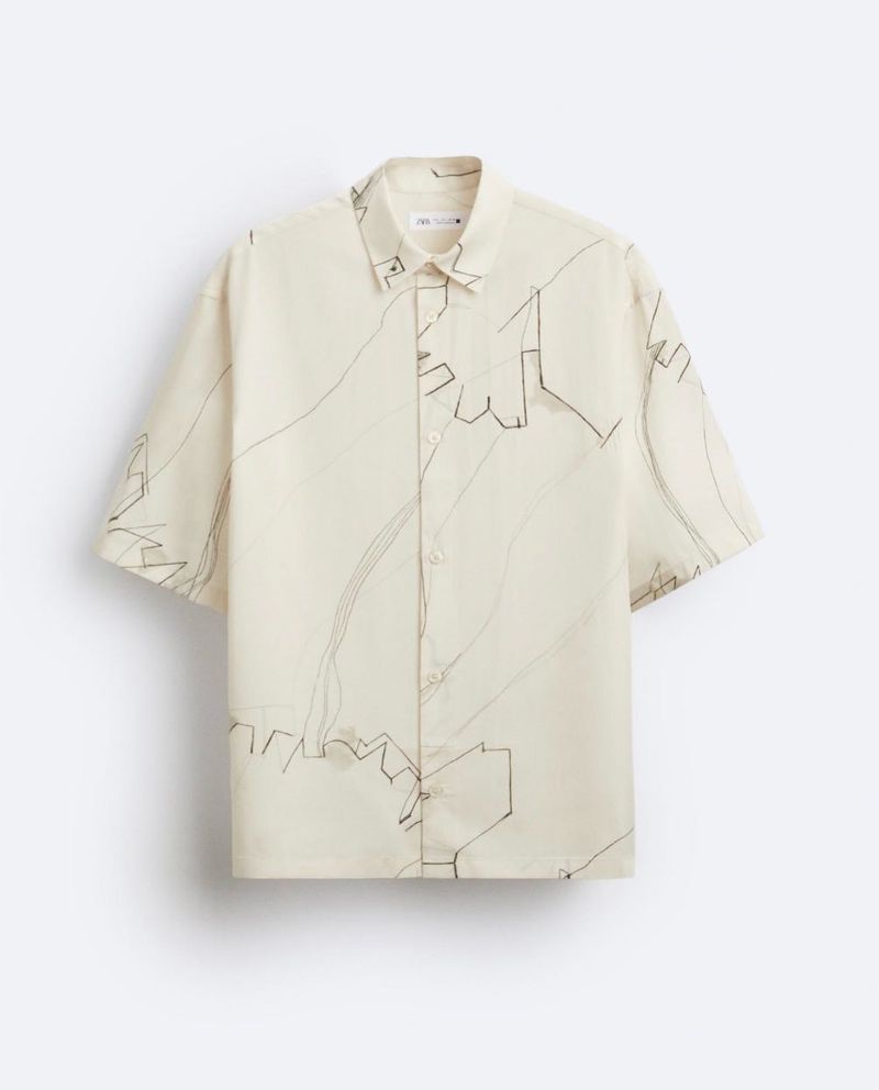 ZARA STREAK PRINT SHIRTS | OYSTER-WHITE