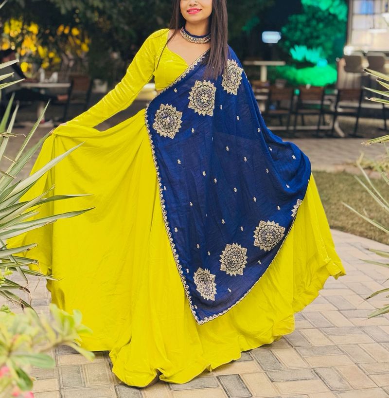 Vibrant Yellow Lehenga Choli two piece Set