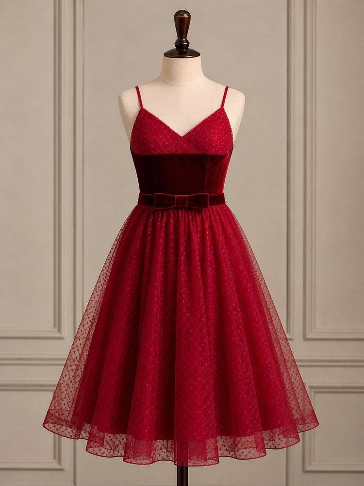 Red flared dress