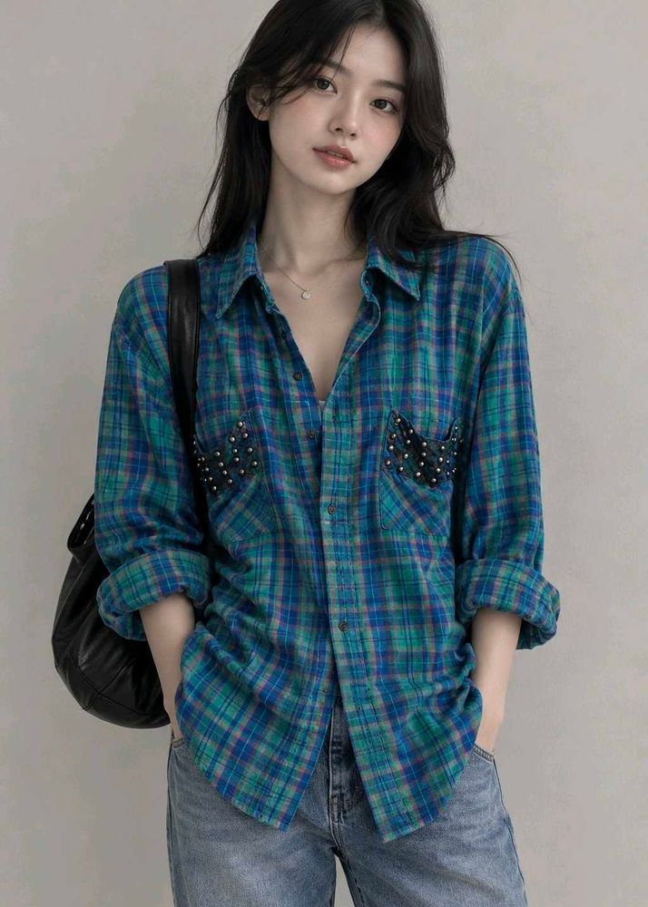 Chic Plaid Smocked Square Neck Top