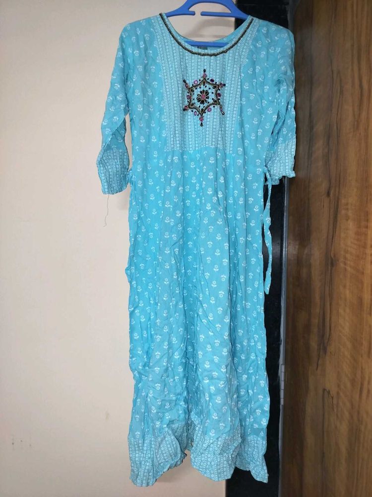 Sky Blue Printed Kurta