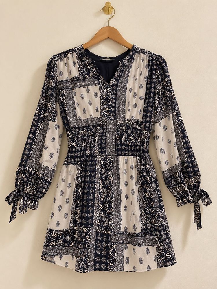 Boho Patchwork Print Mini Dress