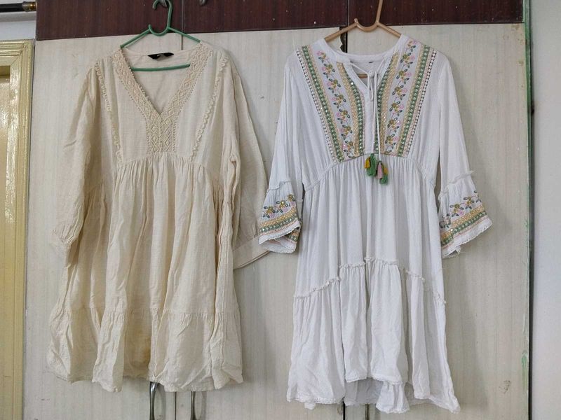 Boho Style Embroidered &amp; Lace Trimmed Kurtas