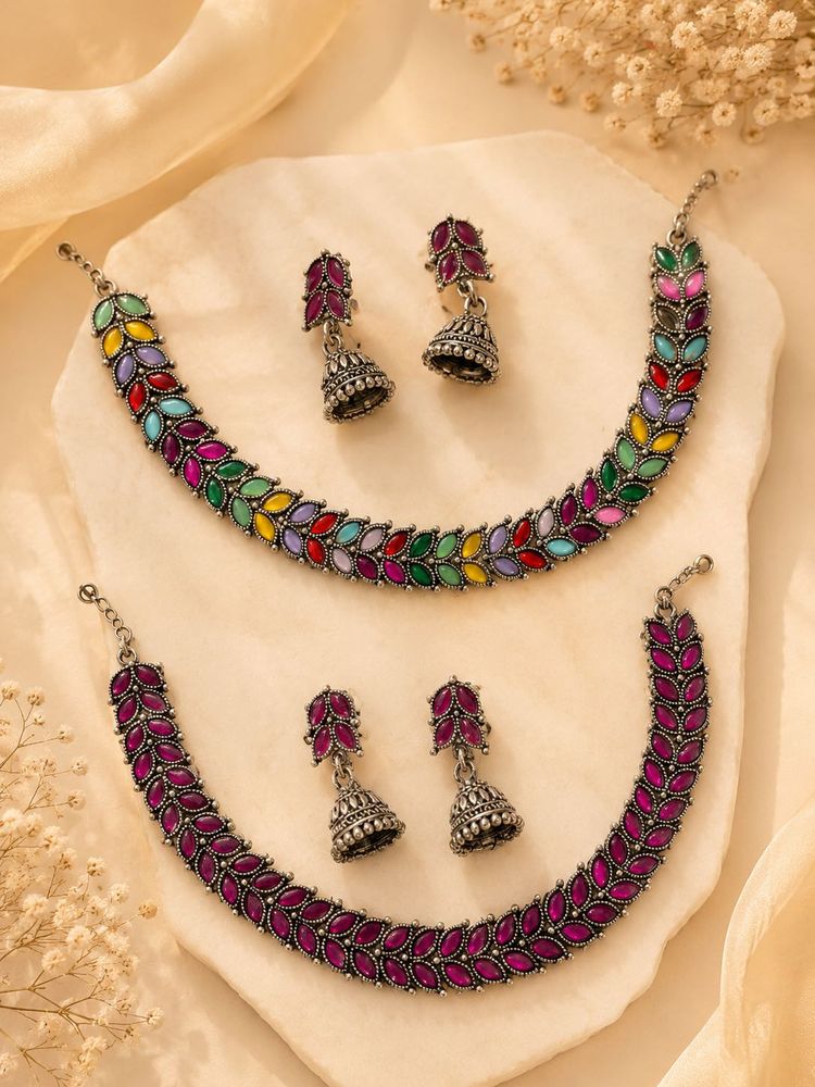 Ethnic Oxidised Choker Set