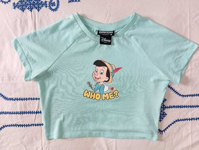BONKERS CORNER fitted Pinocchio Graphic Crop Tee
