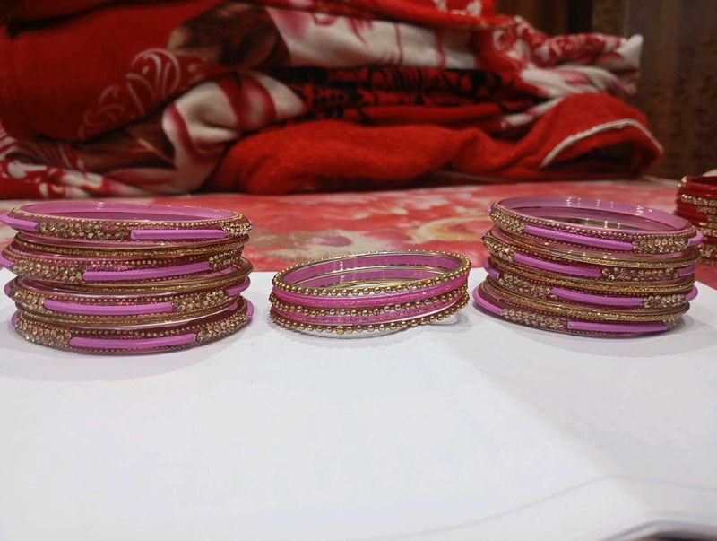 Pink &amp; Gold Bangle Set