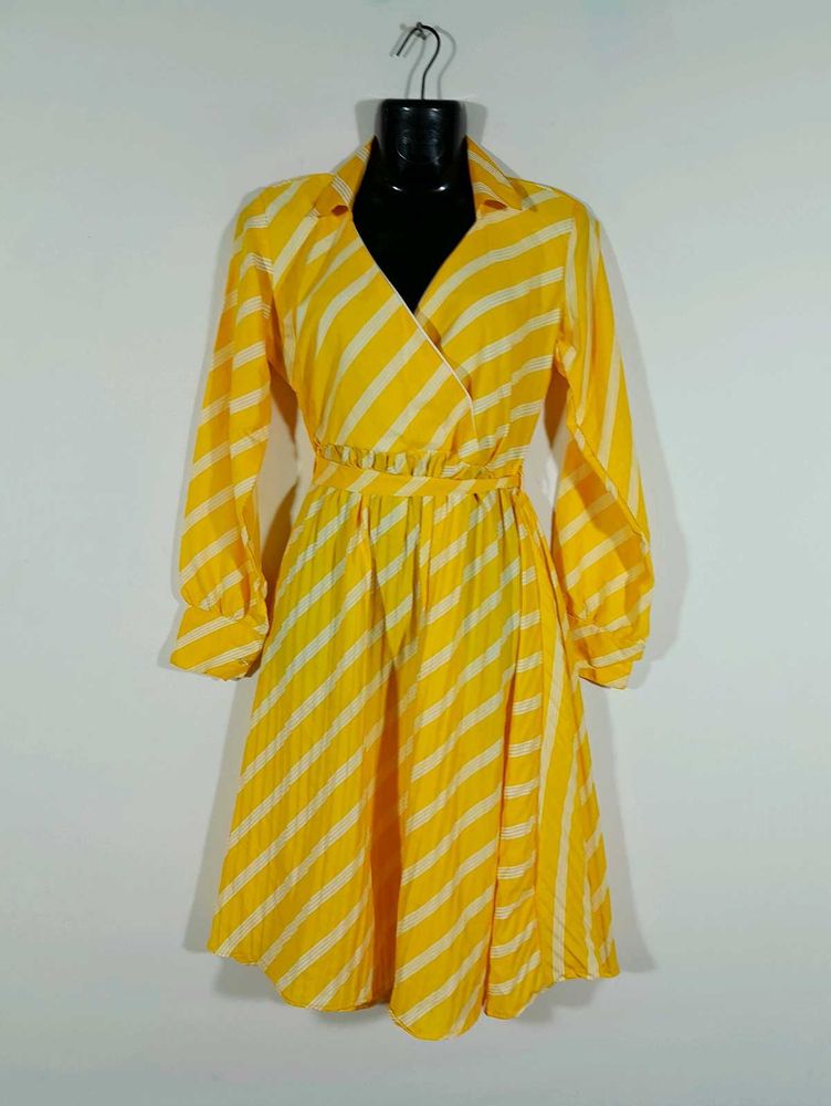 Yellow Striped Dress For Women's