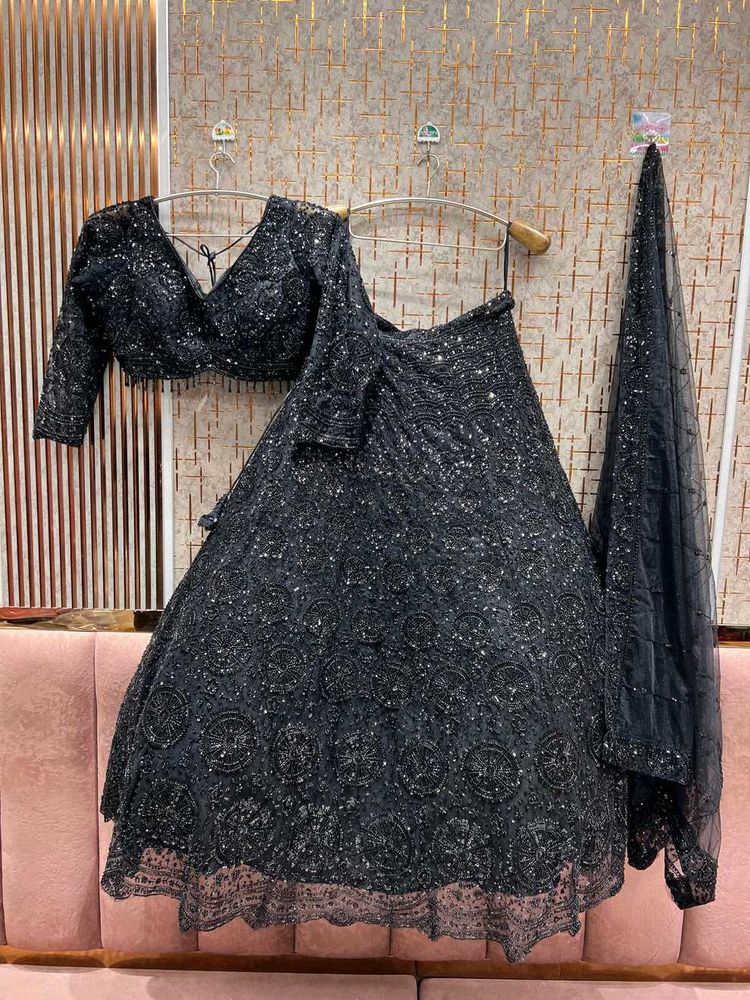 Stunning Black Sequined Lehenga Choli