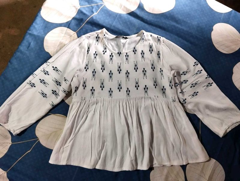 White printed kurta