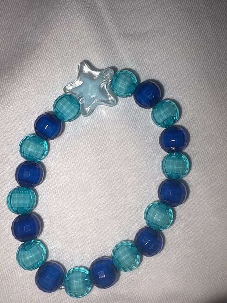 Blue Beaded Star Charm Bracelet