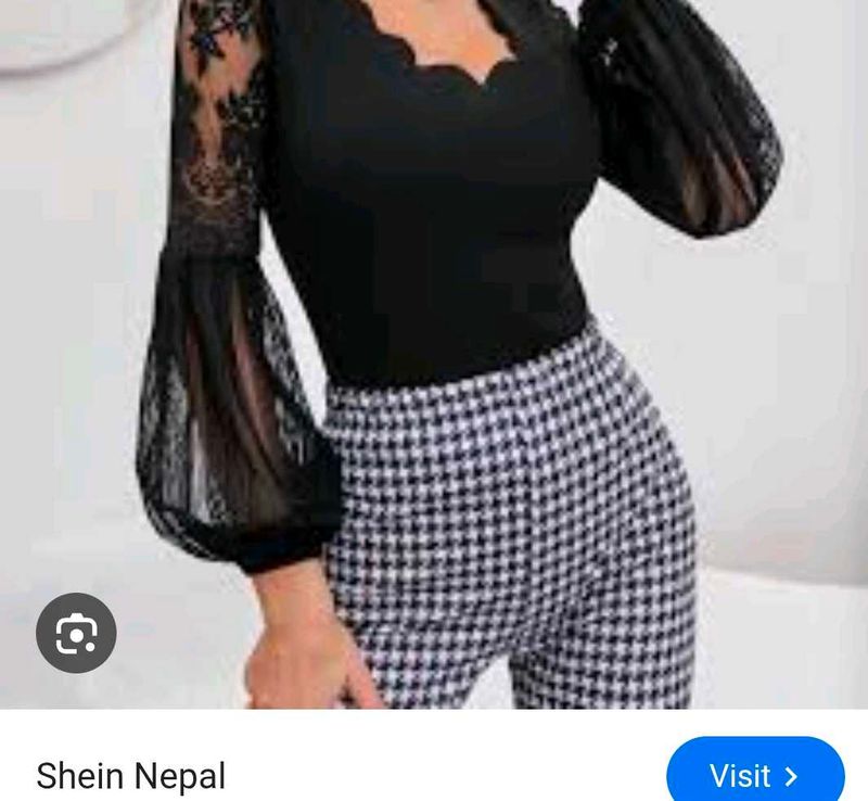Very Fancy Net Sleeve Shein Top