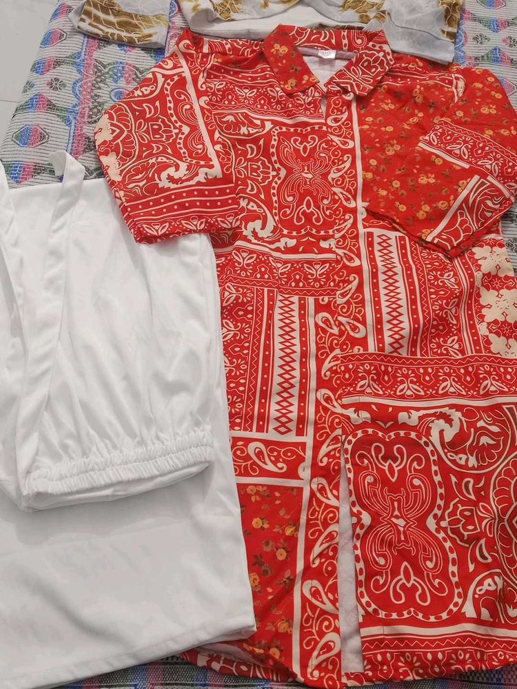Red Print Pajama Set