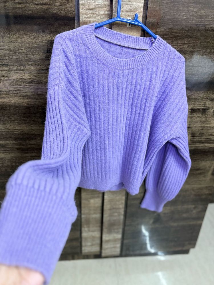 Cozy Lilac Ribbed Knit Sweater