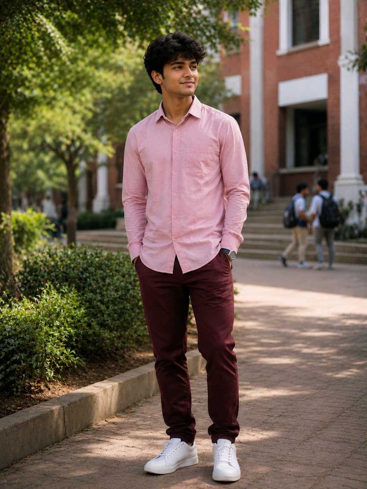 Men's Pink Long Sleeve Shirt