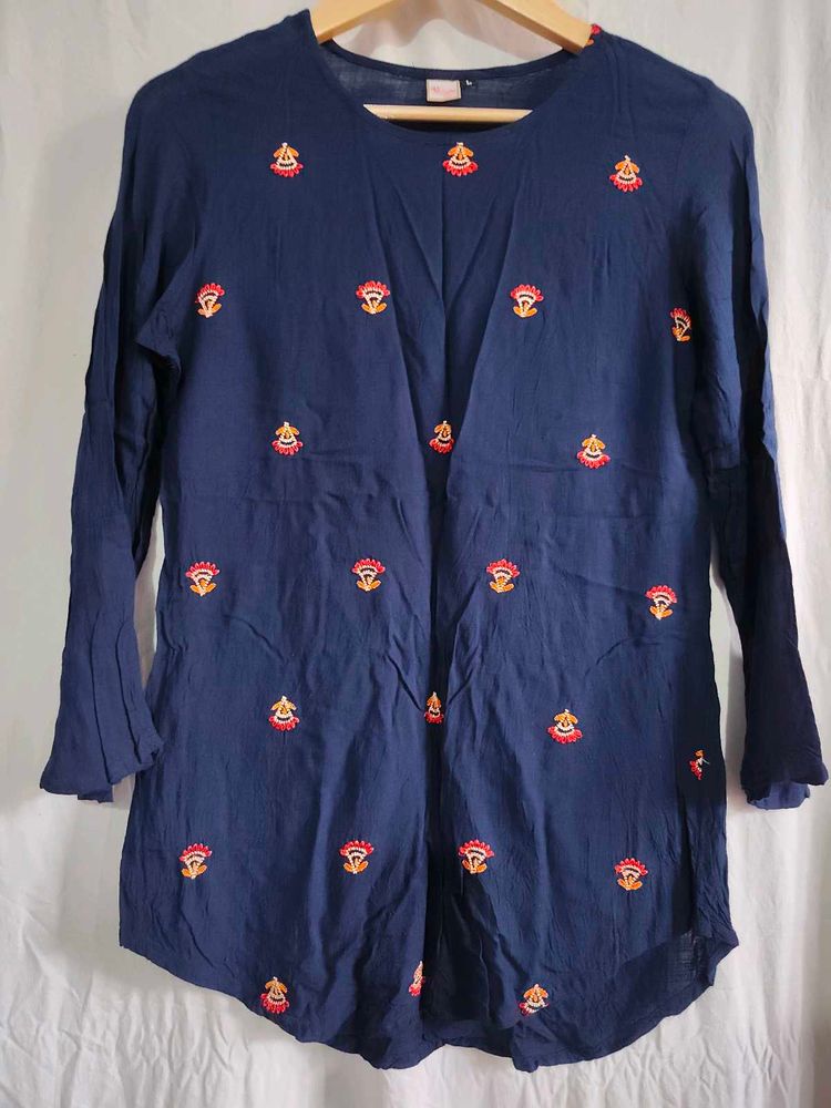 Charming Navy Blue Embroidered Kurta