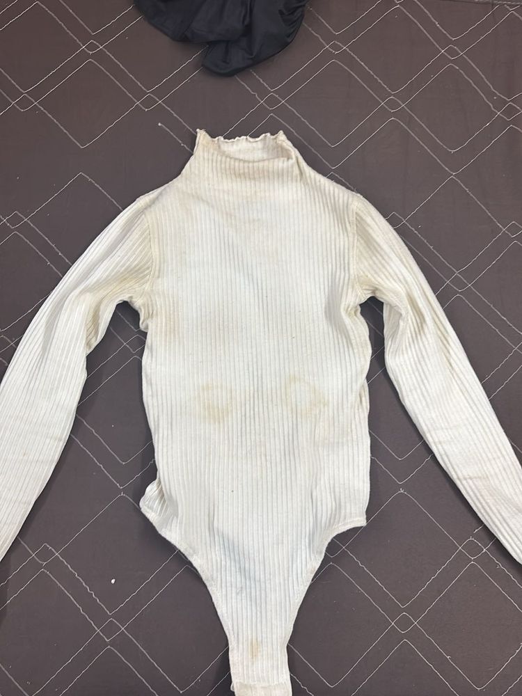 White Long Sleeve Bodysuit