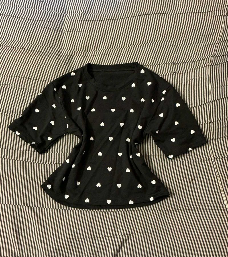 Black Heart Print Tee
