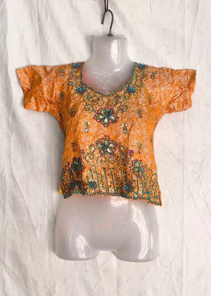 Embellished Orange Ethnic Blouse