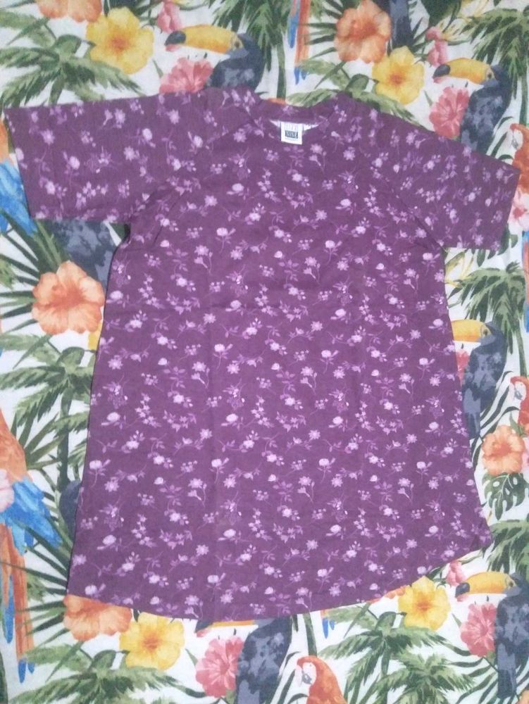 Charming Purple Floral Print T-Shirt