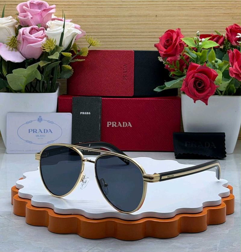 PRADA Aviator Sunglasses Gold Frame